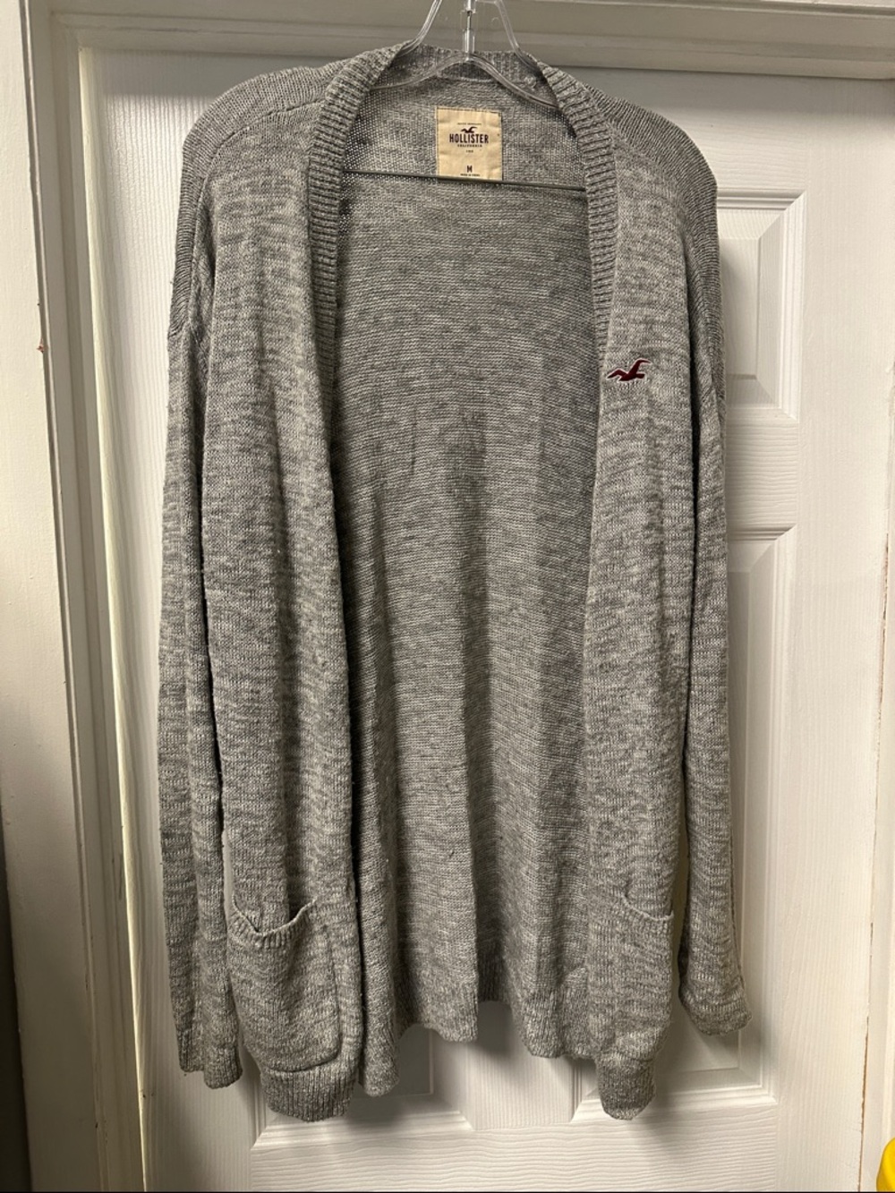 Hollister Women’s Light Gray Open-Front Knit Cardigan